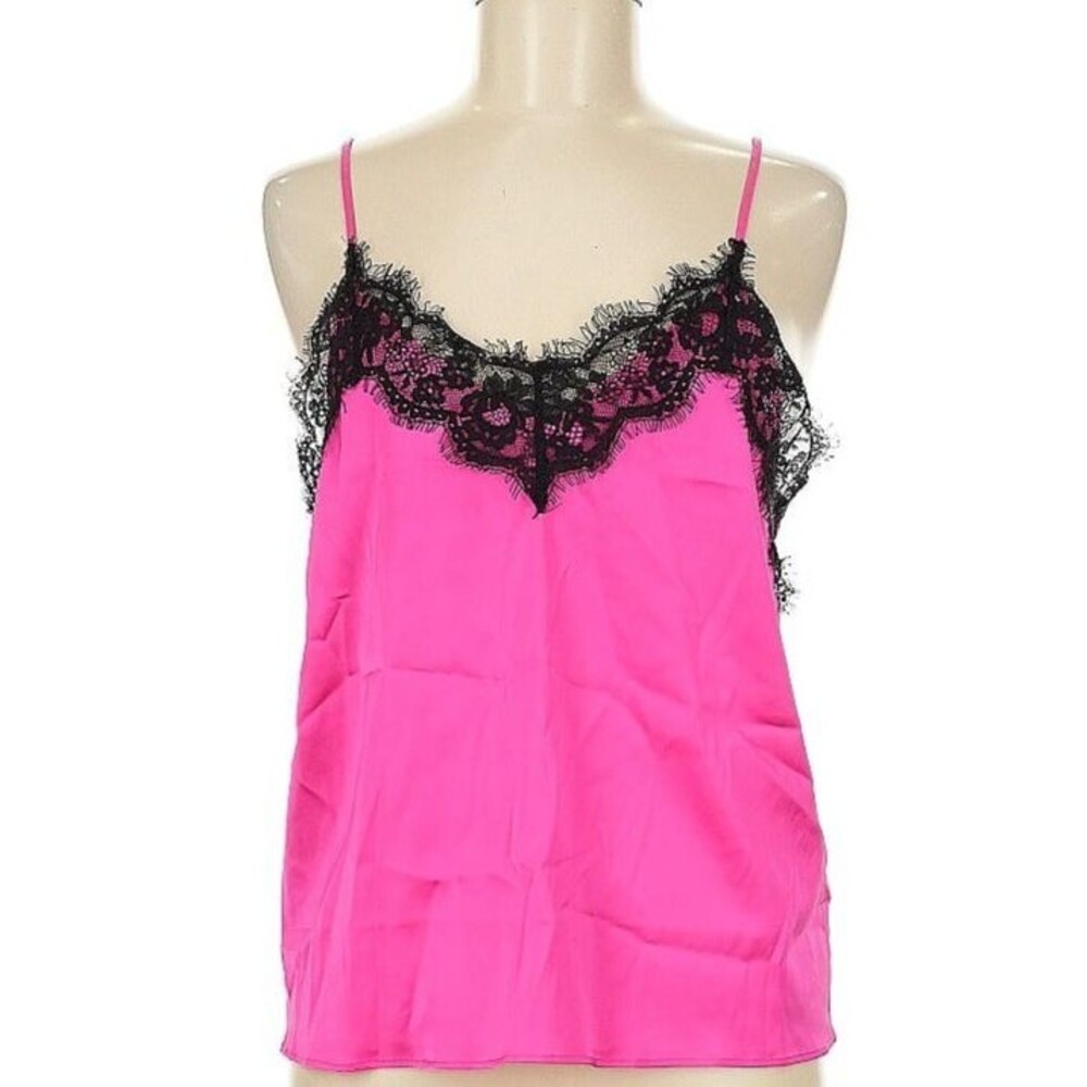 DESIGNER THE DROP PINK/BLACK LACE TRIM SPAGHETTI STRAP CAMISOLE TOP SIZE MED - Picture 2 of 8